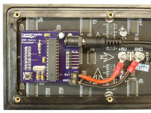 Back of a 16x32 Matrix Panel 
with an installed Nootropic RGB Matrix Backpack Kit.
