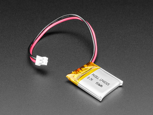 Angle Shot of Lithium Ion Polymer Battery 3.7v 150mAh with JST 2-PH connector