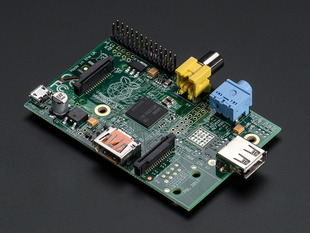 Angled shot of Raspberry Pi Model A