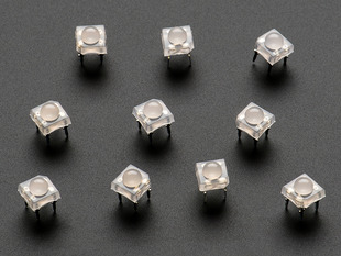 Array of unlit square, four legged LEDs