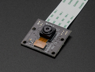 Angled shot of a black camera module connected to FPC cable.