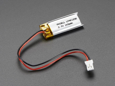 Lithium Ion Polymer Battery 3.7v 100mAh with JST 2-PH connector