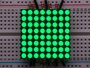 Small 1.2" 8x8 Ultra Bright Pure Green LED Matrix.