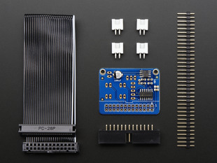 Kit shot with PCB, header, and GPIO cable.