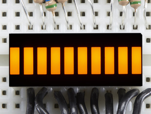 Yellow Lit up 10 Segment Light Bar Graph LED Display