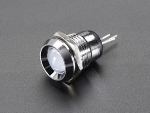 8mm Chromed Metal Wide Bevel LED Holder with white LED installed