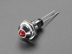 5mm Chromed Metal Wide Convex Bevel LED Holder with red LED installed