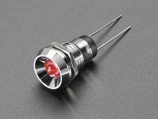 5mm Chromed Metal Wide Concave Bevel LED Holder with red LED