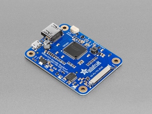 Angled shot of blue, rectangular HDMI driver board.