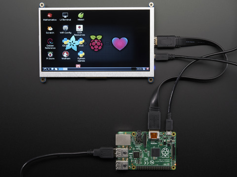 HDMI 7" 800x480 Display Backpack - Without Touch connected to a Raspberry Pi