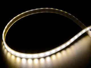 Video of part of an LED strip pulsing warm white LEDs.