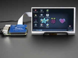 Adafruit DPI TFT Kippah for Raspberry Pi connected to a Pi and display.