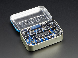 Assembled MintySynth Kit in an Altoids tin