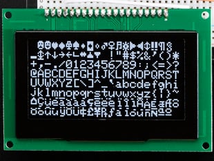 Monochrome 2.7 128x64 OLED Graphic Display Module showing white text