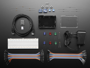 A collection of electronic parts included in kit.