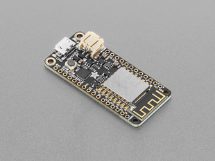 Angled shot of black, rectangular WiFi development board.