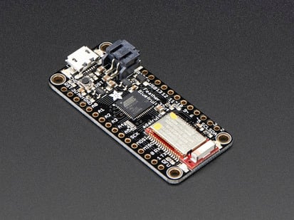 Angled shot of rectangular microcontroller.