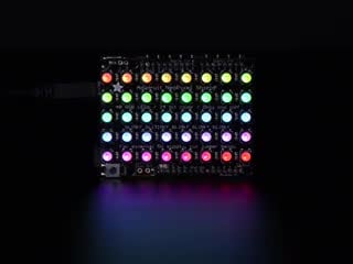 Adafruit NeoPixel Shield for Arduino - 40 RGB LED Pixel Matrix lit up rainbow and white