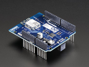 Angled shot of a Arduino WiFi Shield 101. 