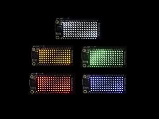 Five different colors of Charlieplex LED wings with a wave of lights pulsing.