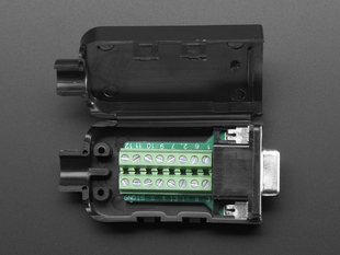 Top view of opened up DE-15 (DB-15) Female Socket to Terminal Block Breakout.