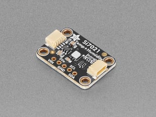 Angled shot of black, rectangular temperature and humidity sensor breakout.