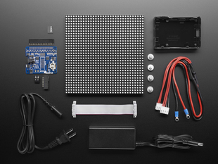 Top down view of electronic parts of a Pi Powered Times Square Traveler Pack.