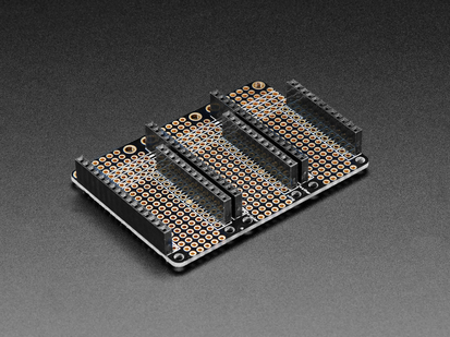 Triple prototyping feather wing PCB with socket headers installed