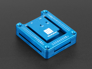 Angled shot of a MicroPython pyboard Anodized Housing with Open Lid. 