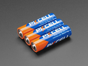 Angled shot of 3 AA batteries.