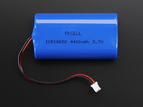 Lithium Ion Battery Pack with two round cells 3.7V 4400mAh with JST PH connector