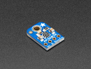 Angled shot of a blue Adafruit MiniBooster. 