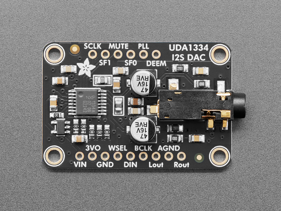 Top Down Front Shot of the Adafruit I2S Stereo Decoder - UDA1334A Breakout.