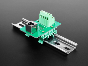 DIN Rail mountable RJ-45 To Terminal Block Adapter - Vertical Jack.