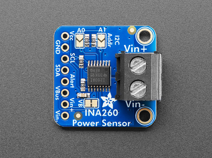 Overhead shot of power sensor breakout with pre-soldered terminal block.