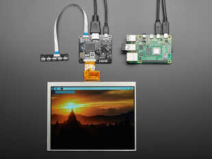 Top down view of assembled components to a  Pimoroni HDMI 8" IPS LCD Screen Kit.