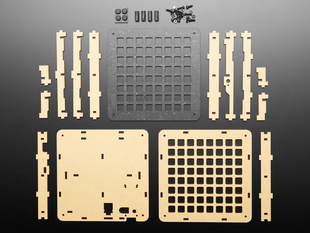 Adafruit 8x8 Trellis Feather M4 Acrylic Enclosure + Hardware Kit showing contents