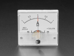 Front shot of Small -1 Amp to +1 Amp DC Current Analog Panel Meter.