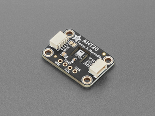 Angled shot of black, rectangular temperature and humidity sensor breakout.