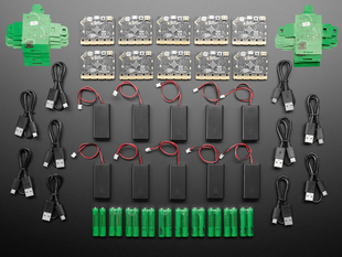 Top down view of 10 micro:bit v2 Go Club, Batteries and USB Cables Included.