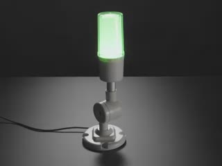 Video of tall white USB Tower Lamp flashing green, yellow, red LEDs.