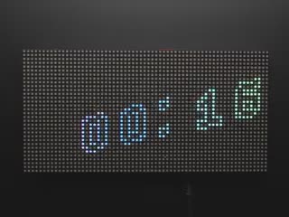 Video of bouncing rainbow text on LED Matrix.