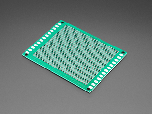 Angled shot of green 6cm x 8cm proto-board.