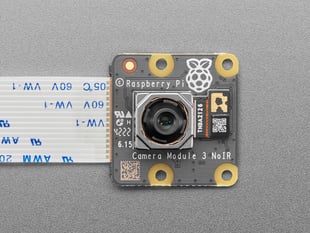 Overhead close-up of Raspberry Pi Camera Module 3 NoIR.