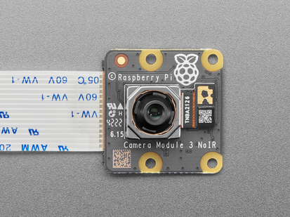 Overhead close-up of Raspberry Pi Camera Module 3 NoIR.