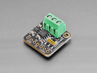 Angled shot of CAN transceiver breakout board with pre-soldered terminal blocks.