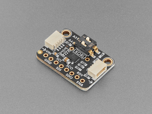 Angled shot of black, rectangular I2C address breakout board.