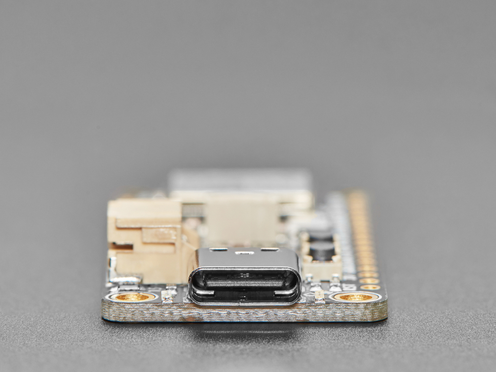 Close-up of USB C connector on dev board.