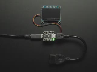 Video demo plugging in a USB key board with data displayed on an OLED display breakout.