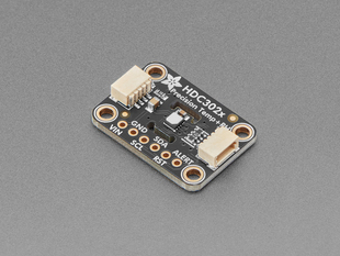 Angled shot of black, rectangular temperature and humidity sensor breakout.